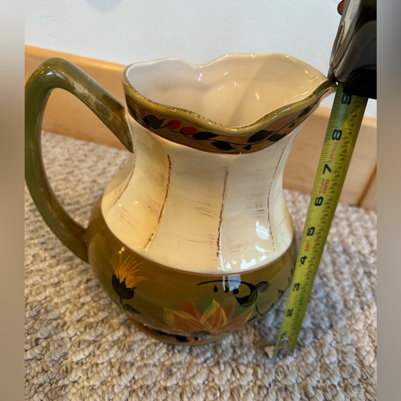 Hand-Painted Floral Ceramic Pitcher - Picture 4 of 4